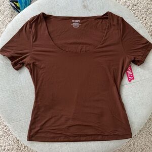 Brown Scoop Neck T-Shirt